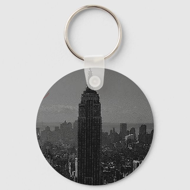 Black White New York City Key Ring (Front)