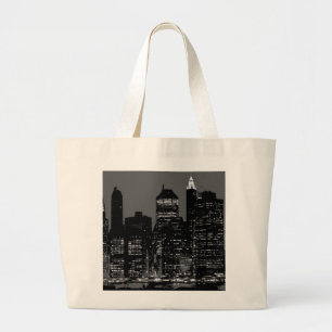Black & White New York City Large Tote Bag
