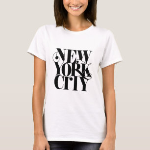 Black & White New York City Lettering Typography T-Shirt