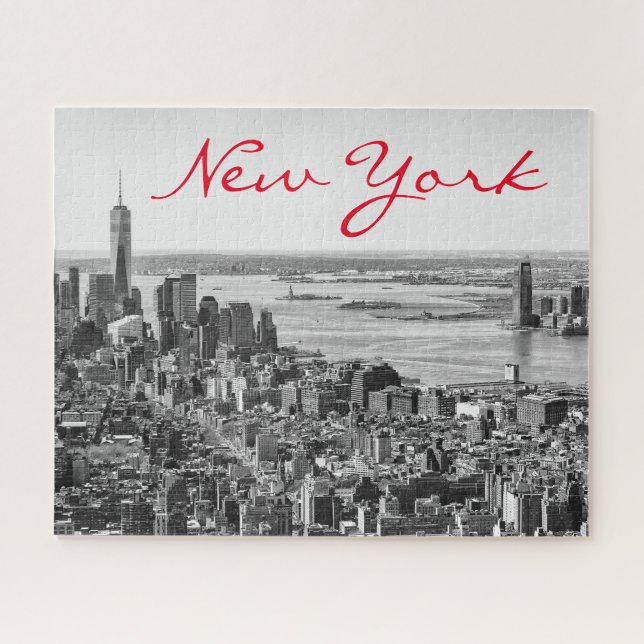 Black White New York City Manhattan Jigsaw Puzzle (Horizontal)