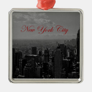 Black White New York City Metal Tree Decoration