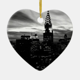 Black & White New York City Midtown Ceramic Tree Decoration