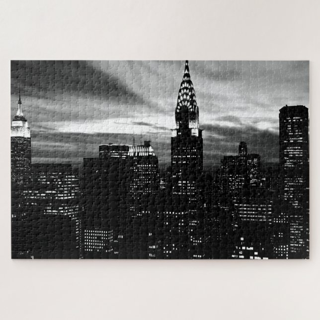 Black & White New York City Midtown Jigsaw Puzzle (Horizontal)