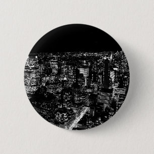 Black & White New York City Night 6 Cm Round Badge