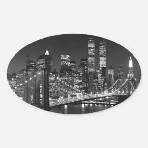 Black & White New York City Oval Sticker