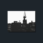 Black White New York City Pop Art Wrapped Canvas<br><div class="desc">Brooklyn Bridge,  River and Manhattan Cityscape,  Skyscrapers and Buildings</div>