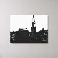 Black White New York City Pop Art Wrapped Canvas