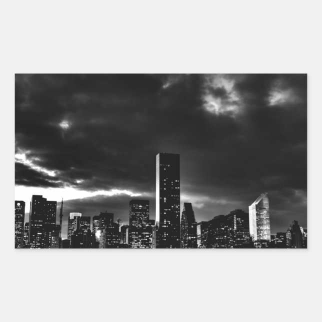 Black & White New York City Rectangular Sticker (Front)