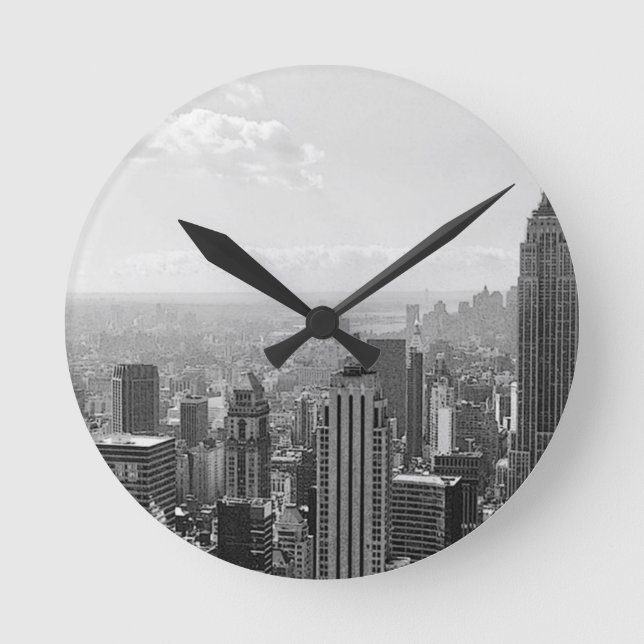 Black & White New York City Round Clock (Front)