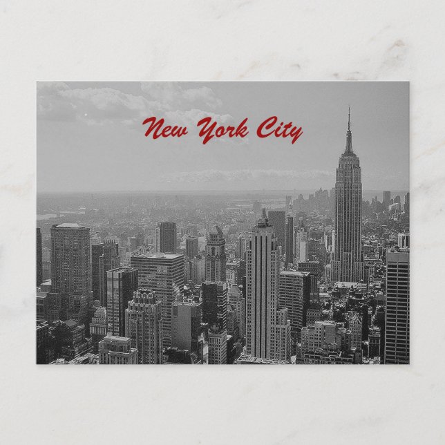 Black & White New York City Script Post Card (Front)
