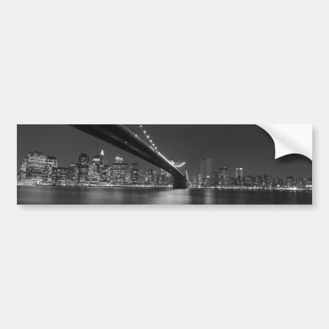 Black White New York City Skyline Bumper Sticker (Front)