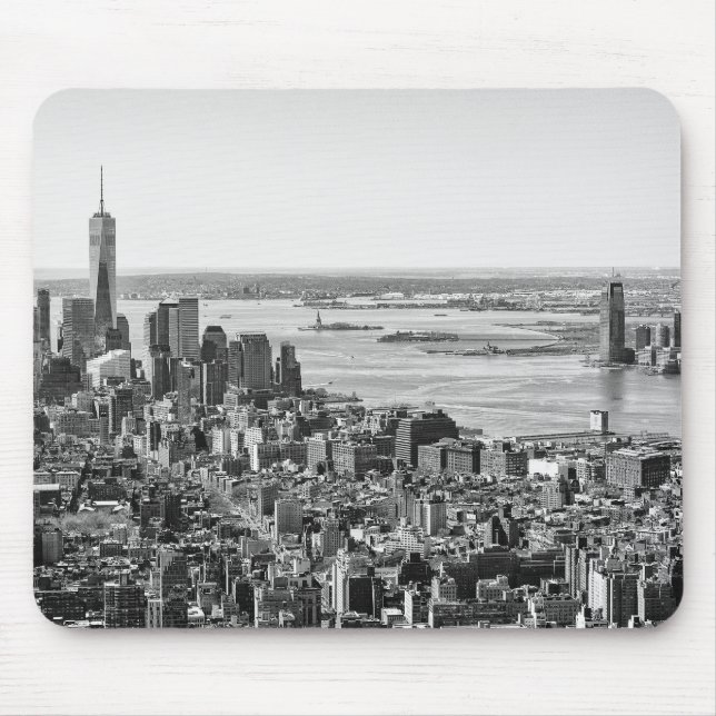 Black White New York City Skyline Mouse Pad (Front)