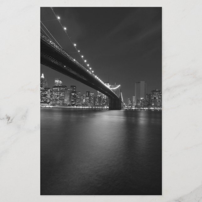 Black White New York City Skyline Stationery (Front)