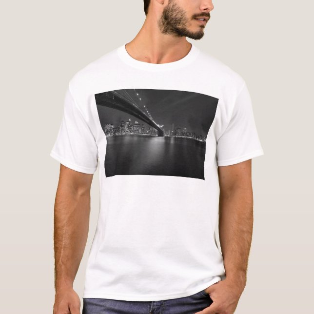 Black White New York City Skyline T-Shirt (Front)