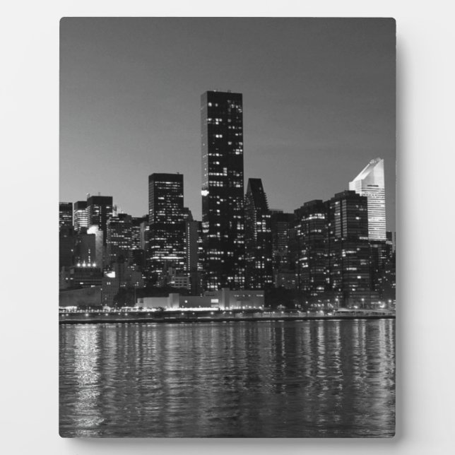 Black White New York City Skyscapers Silhouette Plaque (Front)