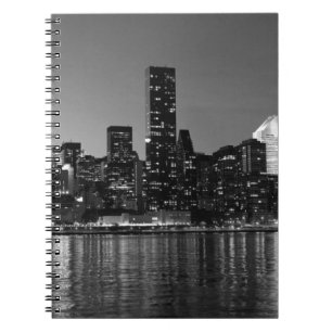 Black White New York City Skyscapers Silhouette Spiral Notebook