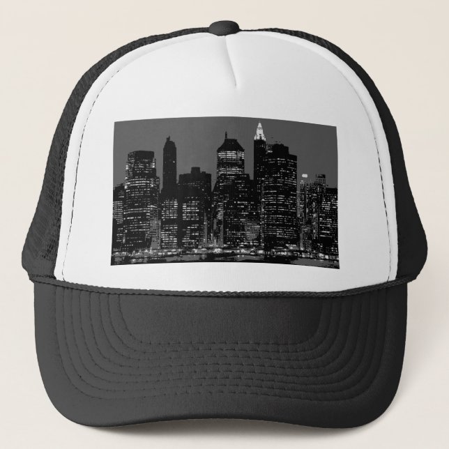 Black & White New York City Trucker Hat (Front)