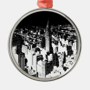 Black & White New York Metal Tree Decoration
