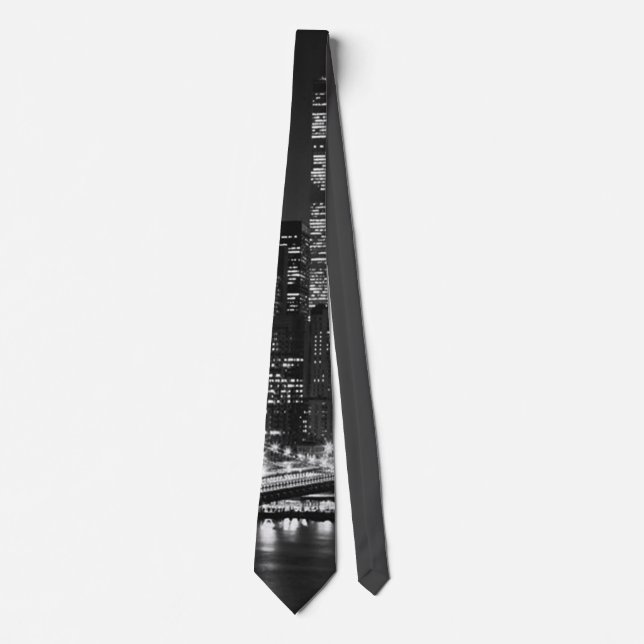 Black White New York Night Tie (Front)