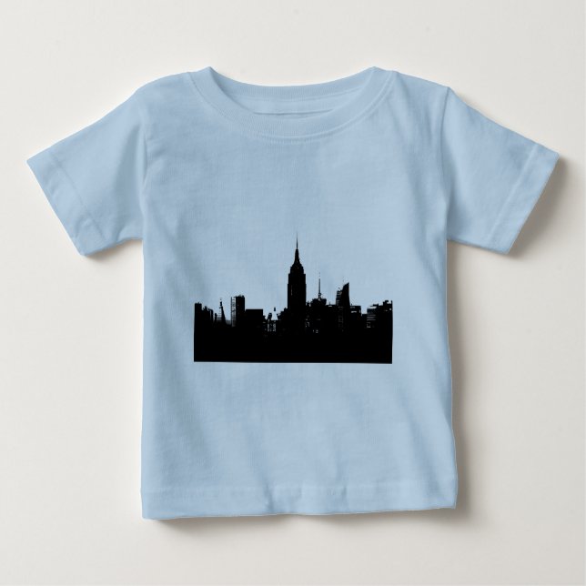 Black White New York Silhouette Baby T-Shirt (Front)