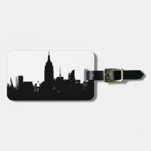 Black White New York Silhouette Luggage Tag