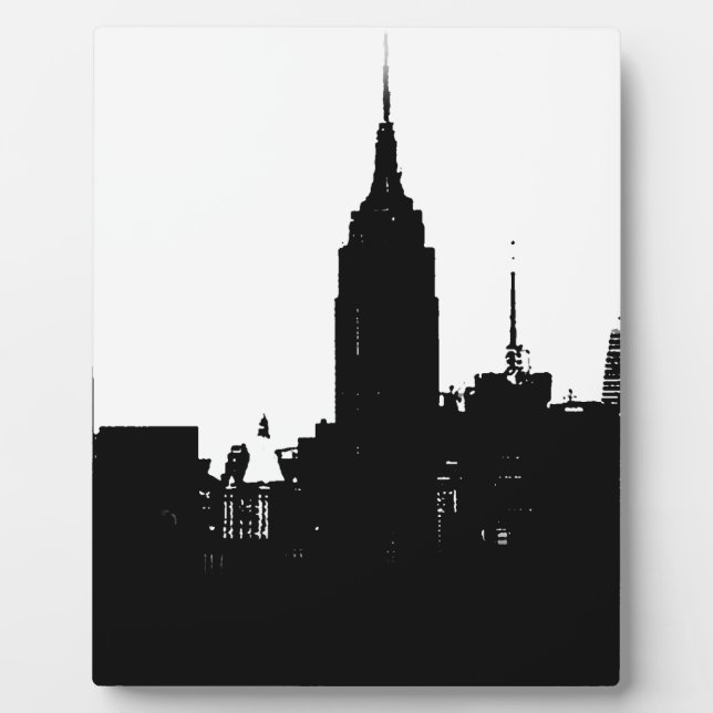 Black White New York Silhouette Plaque (Front)