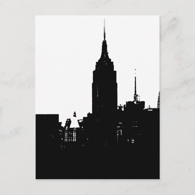 Black White New York Silhouette Postcard (Front)