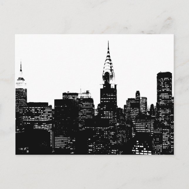 Black & White New York Silhouette Postcard (Front)