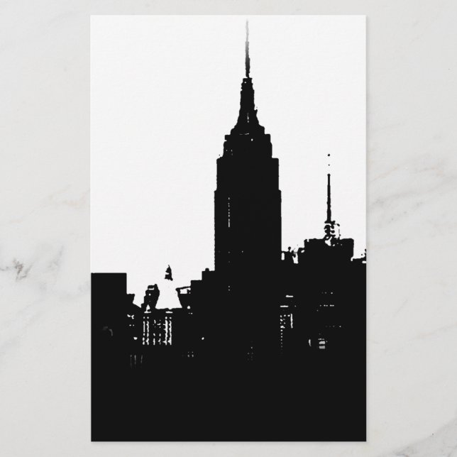 Black White New York Silhouette Stationery (Front)