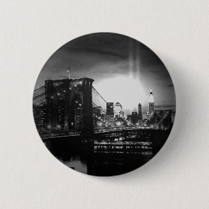 Black & White New York Skyline 6 Cm Round Badge