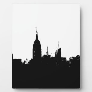 Black White New York Skyline Silhouette Plaque