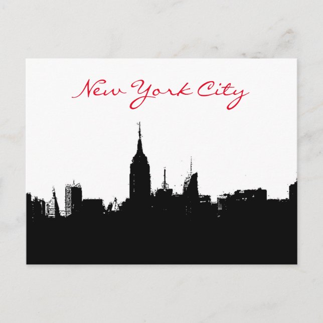 Black White New York Skyline Silhouette Postcard (Front)