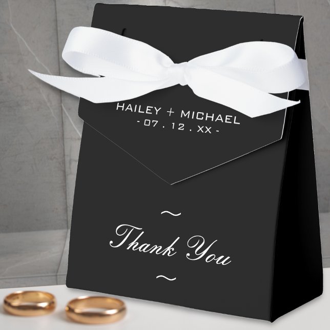 Black & White Newlywed Thank You Wedding Favour Box (black and white thank you wedding favor box)