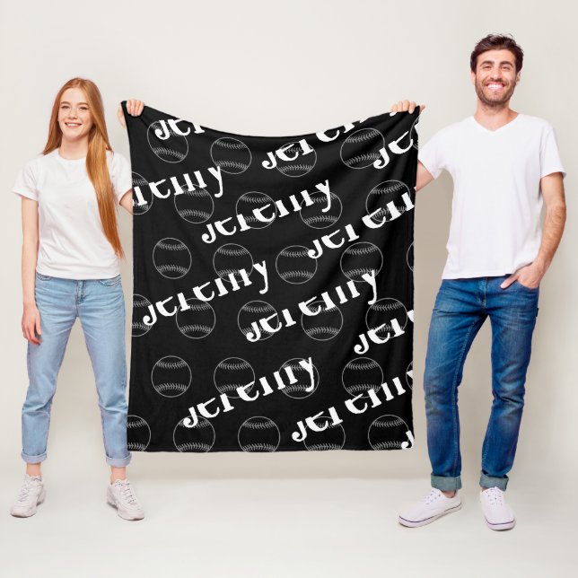 Black & White Novelty Baseball Fleece Blanket (In Situ)