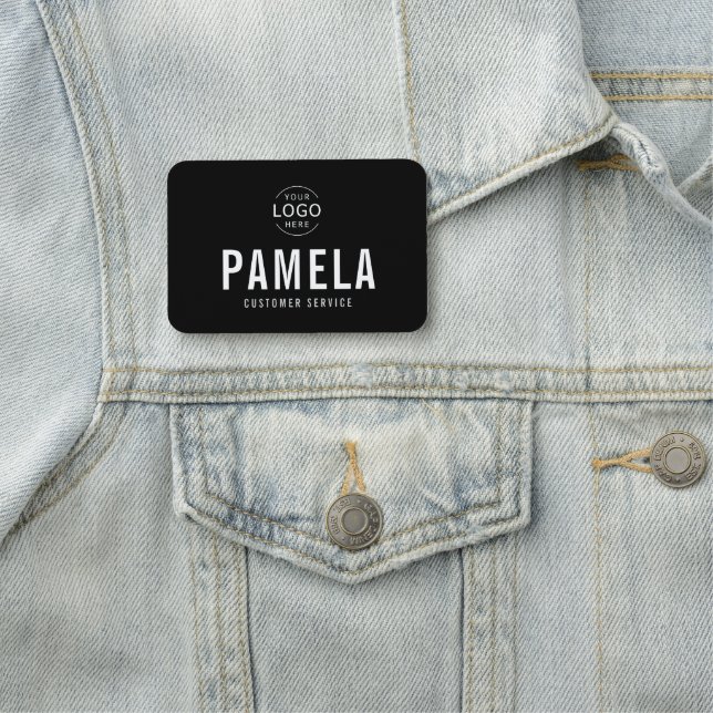 Black & White Office Logo Employee Staff Name Tag (In Situ)