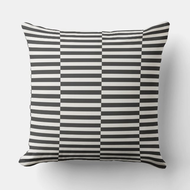 Black & White Offset Chequered Pattern Throw Pillo Cushion (Front)