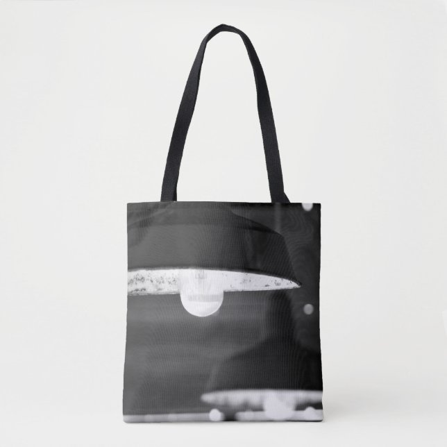 Black & White Old Rusty Lights Hanging Tote Bag (Front)