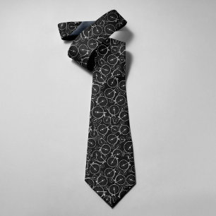 Black & White Old Vintage Classic Bicycle Pattern Tie
