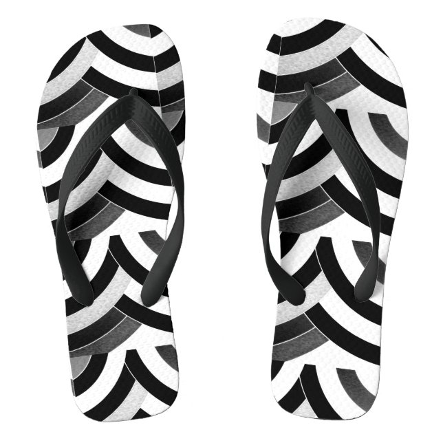black white ombre zigzag chevron pattern jandals (Footbed)