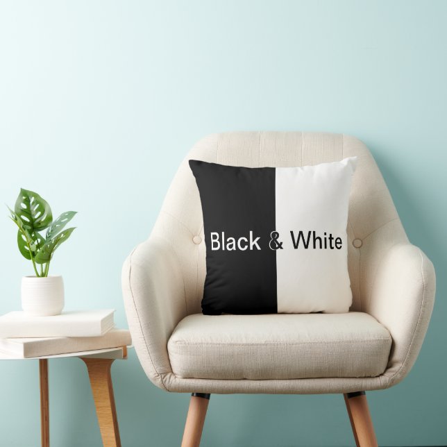 Black & White on Black and White Throw Pillow (Chair)