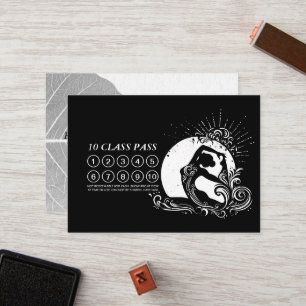 Black White One-legged King Pigeon Yoga Class Pass Loyalty Card