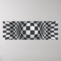 Black white op art optical illusion print/poster