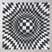 Black white op art optical illusion print/poster