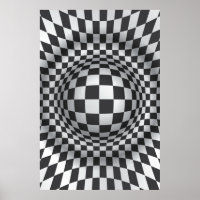 Black white op art optical illusion print/poster