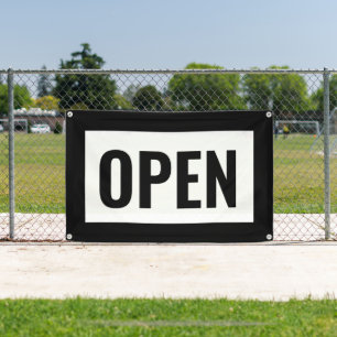 BLACK & WHITE OPEN SIGN