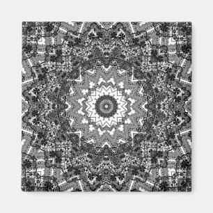 Black white , openwork, mandala magnet
