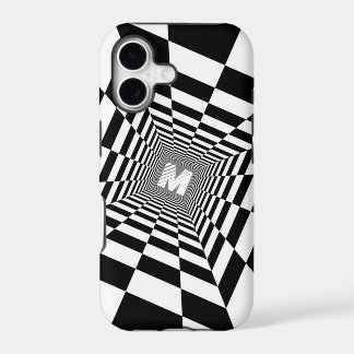 Black & White Optical Illusion, White Monogram