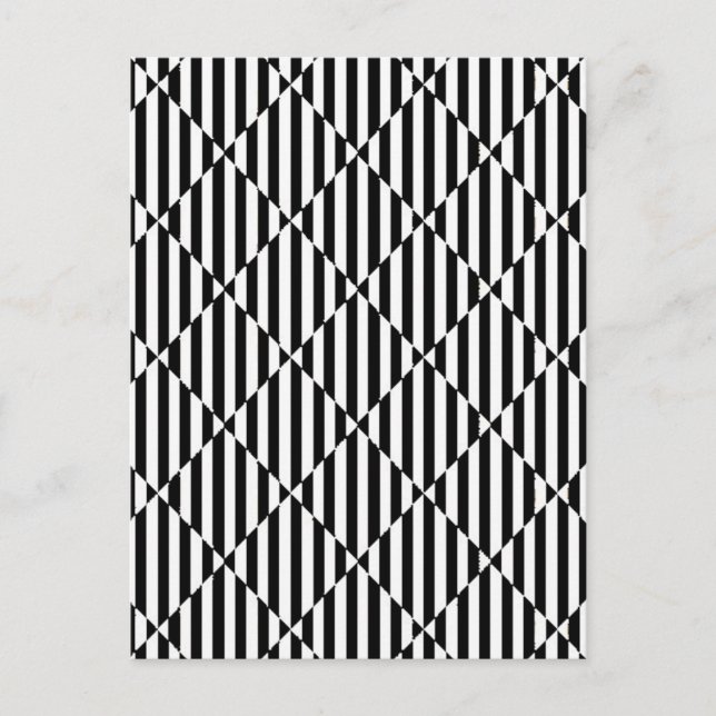 Black white optical illusions bent lines diamonds postcard (Front)