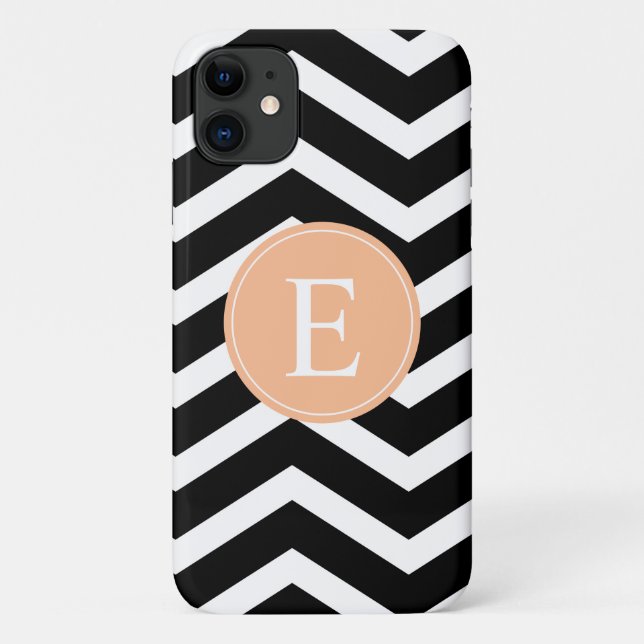 Black White Orange Chevron Custom Case-Mate iPhone Case (Back)
