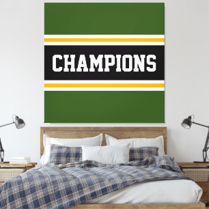 Black White Orange Forest CHAMPIONS Stripes Canvas Print